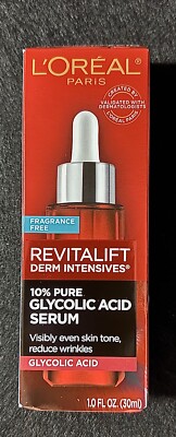   NEW! L Oreal Revitalift Derm Intensives 10% Pure Glycolic Acid Serum   1.0 fl