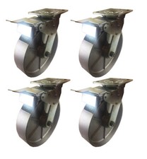 4 Heavy Duty Caster Set 4 5 6 8 All Steel Wheels Rigid Total Lock Brake