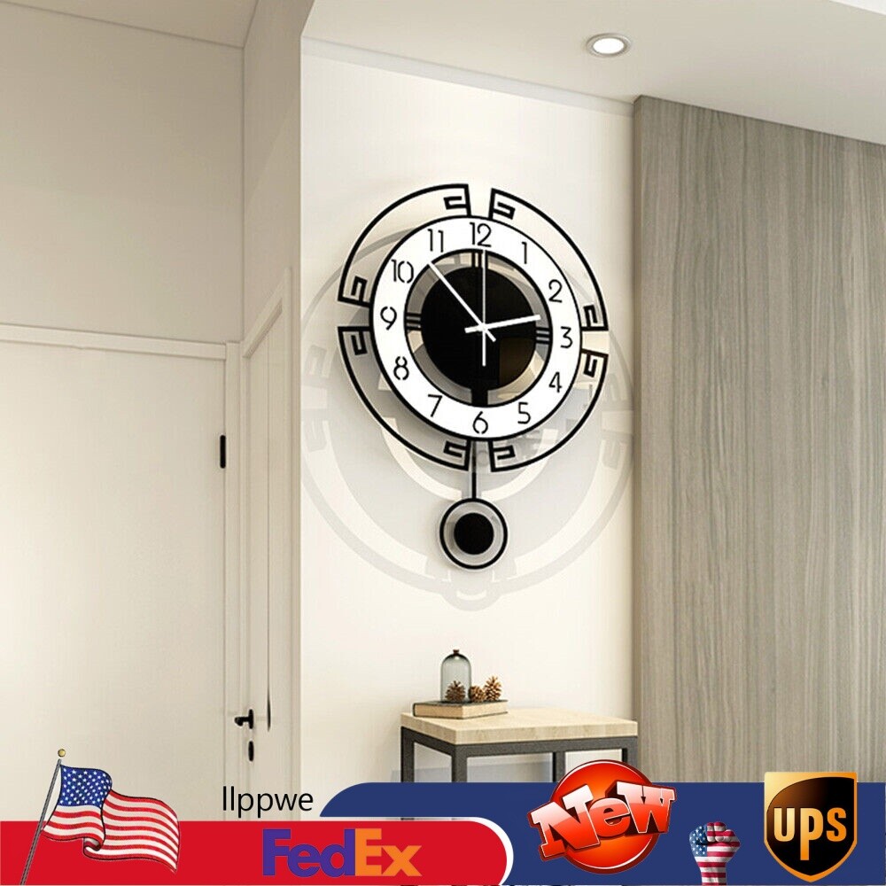 Wall Clock for Living Room Decor, Decorative Modern Wall Clocks with Pendulum-image