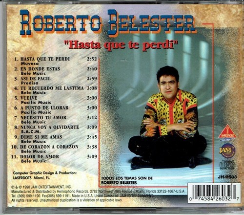 Roberto Belester Hasta Que Te Perdi (A HARD TO FIND) BRAND NEW -SEALED CD - Imagen 2 de 2