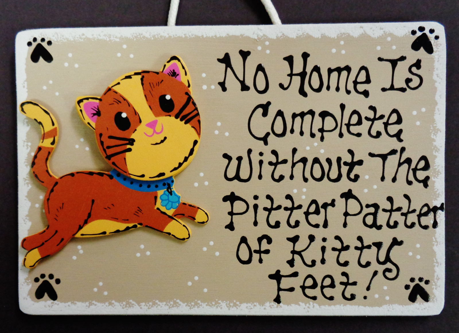 CAT Pitter Patter Of Kitty Feet PET SIGN Kennel Groomer Kitten PLAQUE