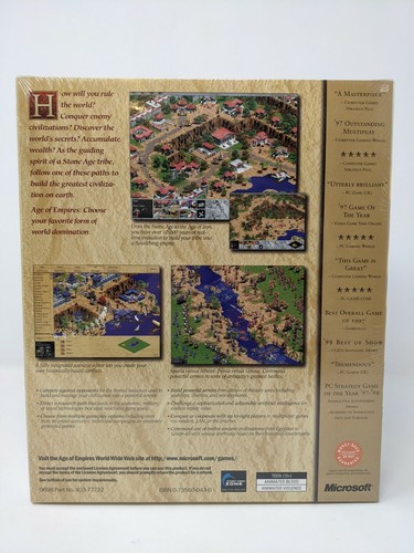 Age of Empires 1998 Big Box Windows 95 98 NT4.0 Vintage PC Game, 1.0 Sealed Game - Picture 6 of 9