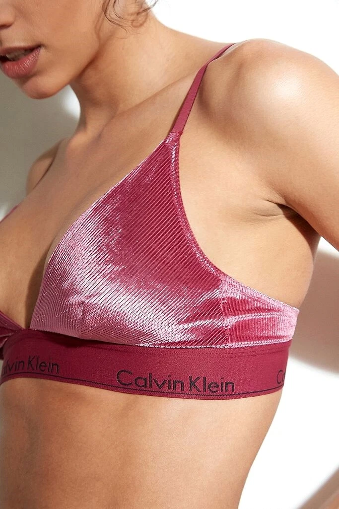 Calvin Klein Modern Cotton Velvet Unlined Triangle Bralette , Size