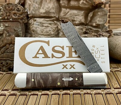 Case XX USA 2024 Natural Maple Burl 15092 Ladder Damascus Razor