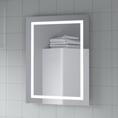 Modern Bathroom Mirror LED Illuminated Battery Powered Rectangular IP44