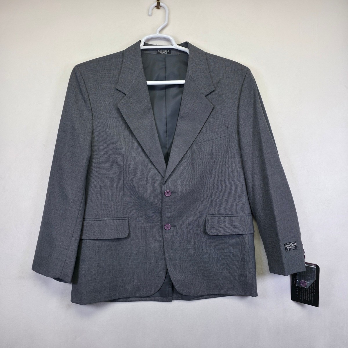 Haband Executive Division Blazer Mens 40S Gray Vintage Formal