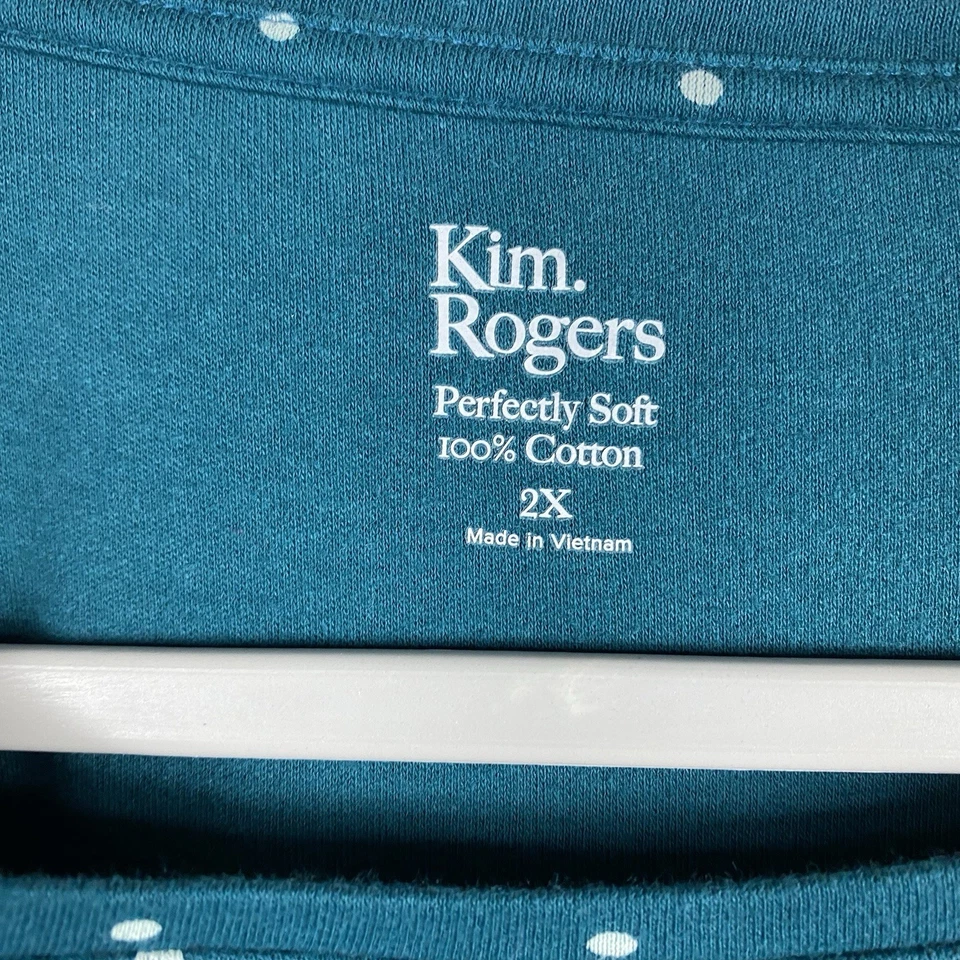 Топ Kim Rogers размер 2X в горошек идеально мягкий с длинным рукавом футболка 100% хлопок - Изображение 3 из 4