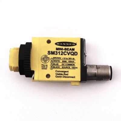Banner SM312CVQD Mini-Beam Photoelectric Sensor w/ Nut - 60 Day Warranty
