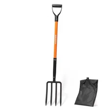 4-Tine Garden Fork,Heavy Duty Pitch Fork for Gardening,Digging Fork and 