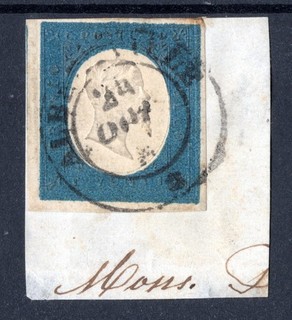 III ISSUE C.20 BLUE SASS 8 USED ON FRAGMENT WITH EXCELLENT MARGINS