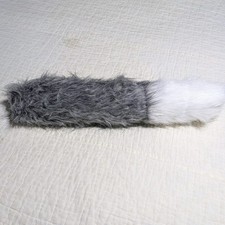 Cosplay Costume Animal Tail Gray White Fox Wolf Dog Nature Attach To Belt EUC
