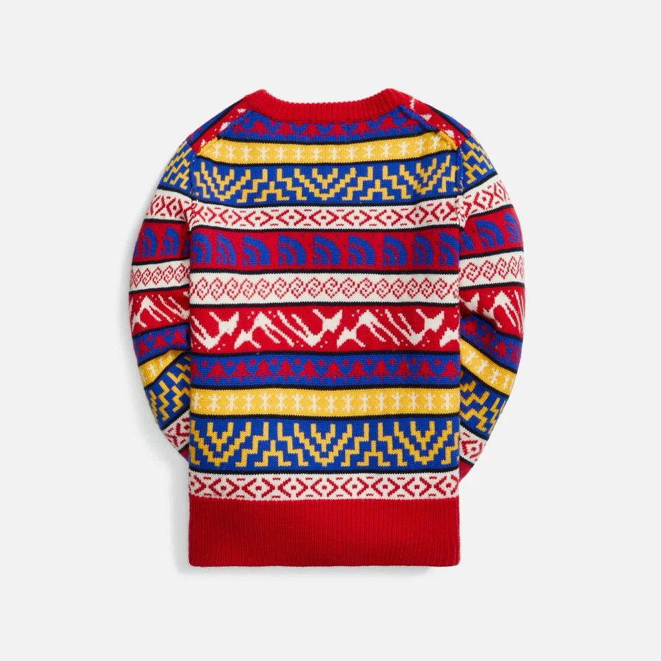 NORTH FACE Men's Brown Label Sweater 100% Wool Geometric Aztec Ski L TNF Vintage - Image 2 of 4