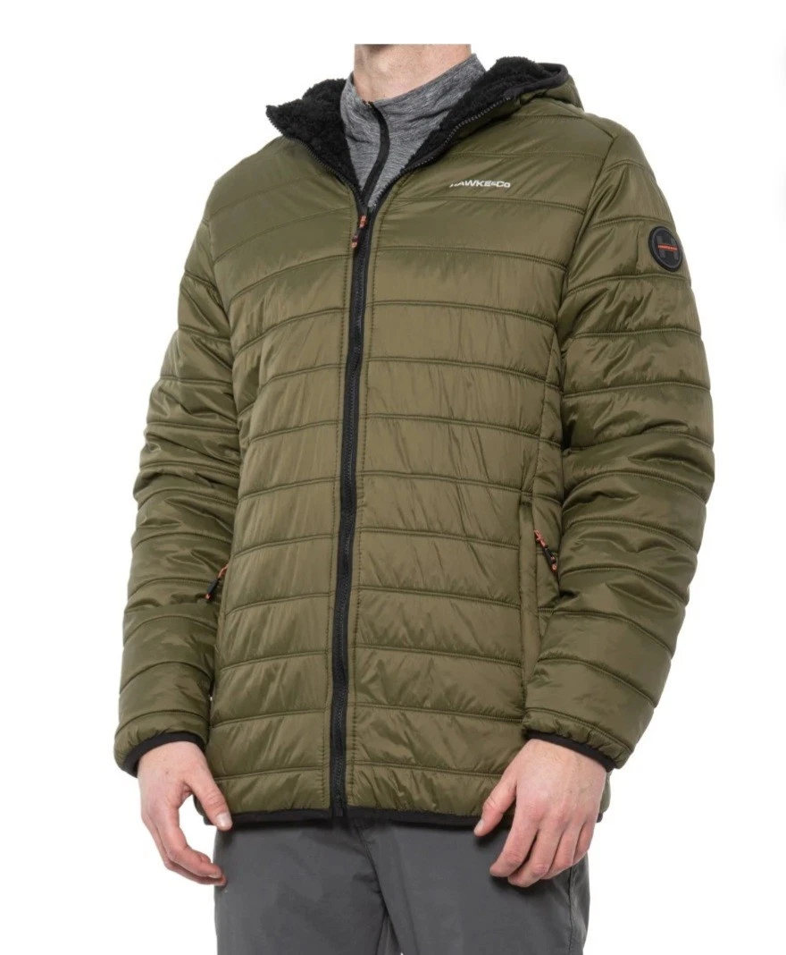 HAWKE & CO PUFFER JACKET, WIND & WATER RESISTANT, OLIVE GREEN, SIZE SMALL, NWT