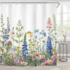 Wildflower Floral Spring Shower Curtain for Bathroom Decor 72Wx72H Watercolor