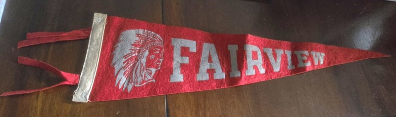 Vintage Rare FAIRVIEW PARK Ohio INDIAN Chief Red Felt Pennant 32"