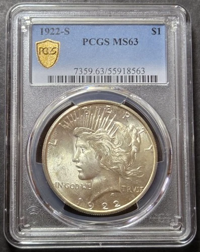 1922-S Peace Dollar, PCGS MS63