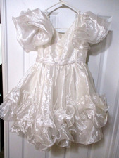 Little Girls Sz. 8 White Chiffon Dress by Lida Pageant/ Wedding "Lovely"
