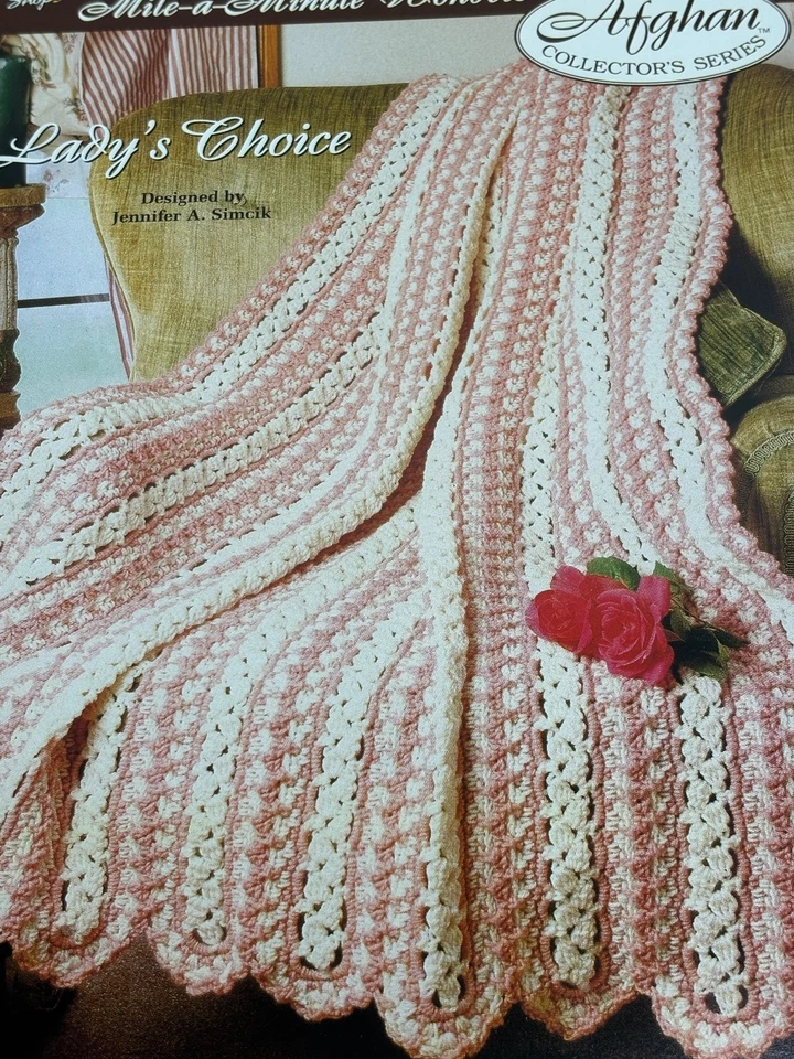 Lady's Choice Mile A Minute Afghan Crochet Pattern Card Needlecraft Shop - Image 4 of 4