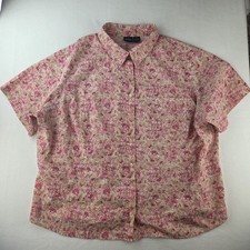 Basic Editions Watercolor Floral Button Up Sh...