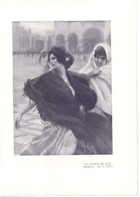 1899 La Place de San Marco Venice Ettore Tito Cesare Laurenti  Mentessi Giuseppe