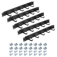 5 Pack 1U 19 Inch 5 D-Rings Cable Manager Horizontal Rack Mount Wire Management
