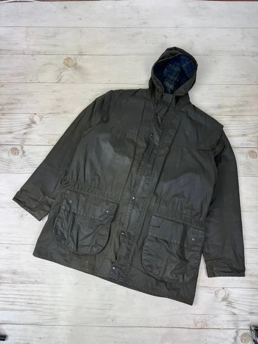 Vintage Barbour Waxed Jacket A5 Lined Durham Men Size S Green | eBay