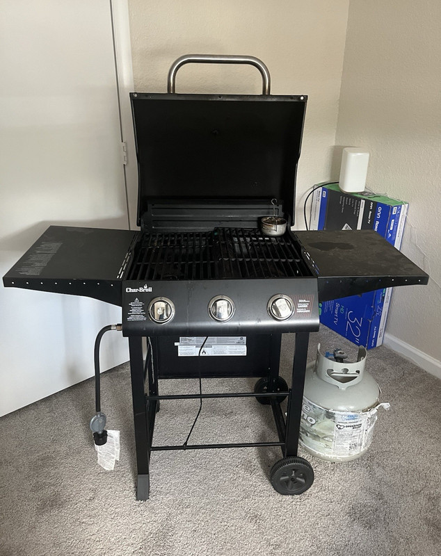 Char-Broil 3-Burner Propane Gas Grill w/ Thermometer, Side Shelves