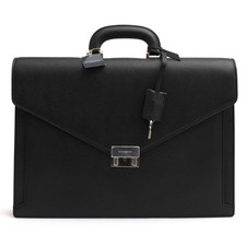 BURBERRY Leather Briefcase Business Bag Black A4 Japan WB5042 09 Authentic