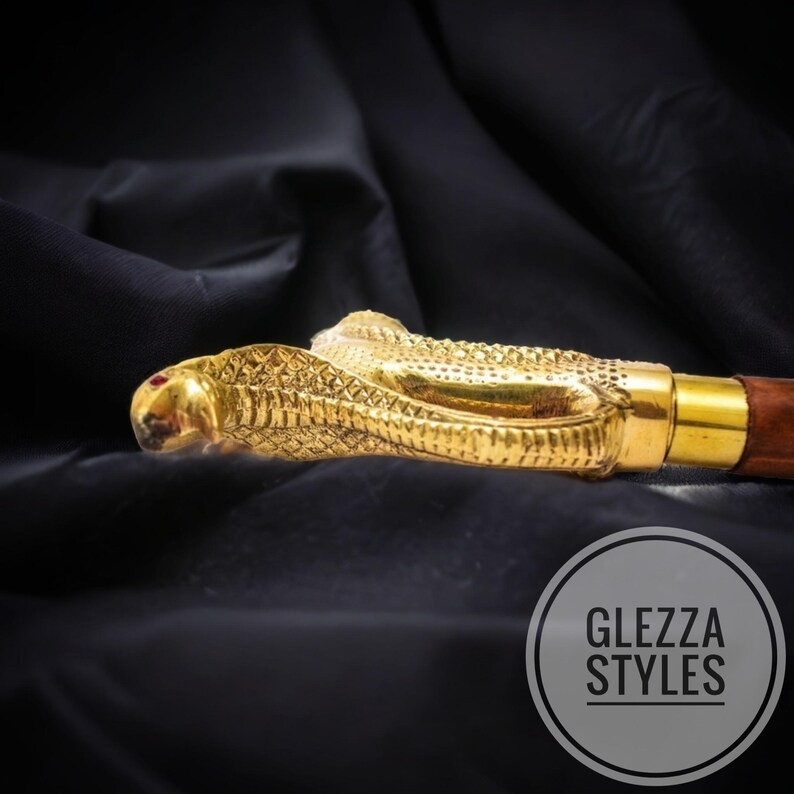 Handmade Snake Head Solid Brass Head Handle Antiq… - image 3