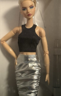 #ad Barbie Signature Looks Model #8 Blonde Pixie Cut Black Silver Dress MTM NIB $35.99