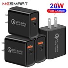 USB A+C Charger Block 20W Fast Charging Block Adapter For iPhone 16/15/14/13 Lot
