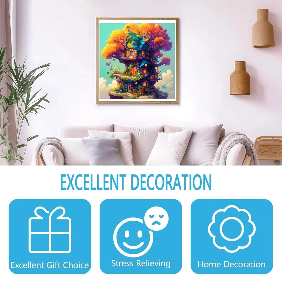 Quebra-cabeça de madeira colorido para casa na árvore para adultos | Forma exclusiva arte quebra-cabeça presente - Imagem 4 de 4