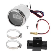 1.18" Universal Digital Water Temperature Gauge Kit with Black Joint Pipe 30mm