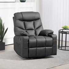PU Leather Manual Recliner Chair, Swivel Armchair for Living Room
