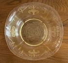 Vintage Depression Etched Clear Yellow Glass Serving Bowl 7.5”