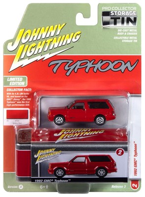 1/64 1992 GMC Typhoon, Solid Red, Johnny Lightning Collector Tin