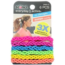 6 Pack Scunci Everyday & Active 3X Stronger Hair Ties, 6 Ct