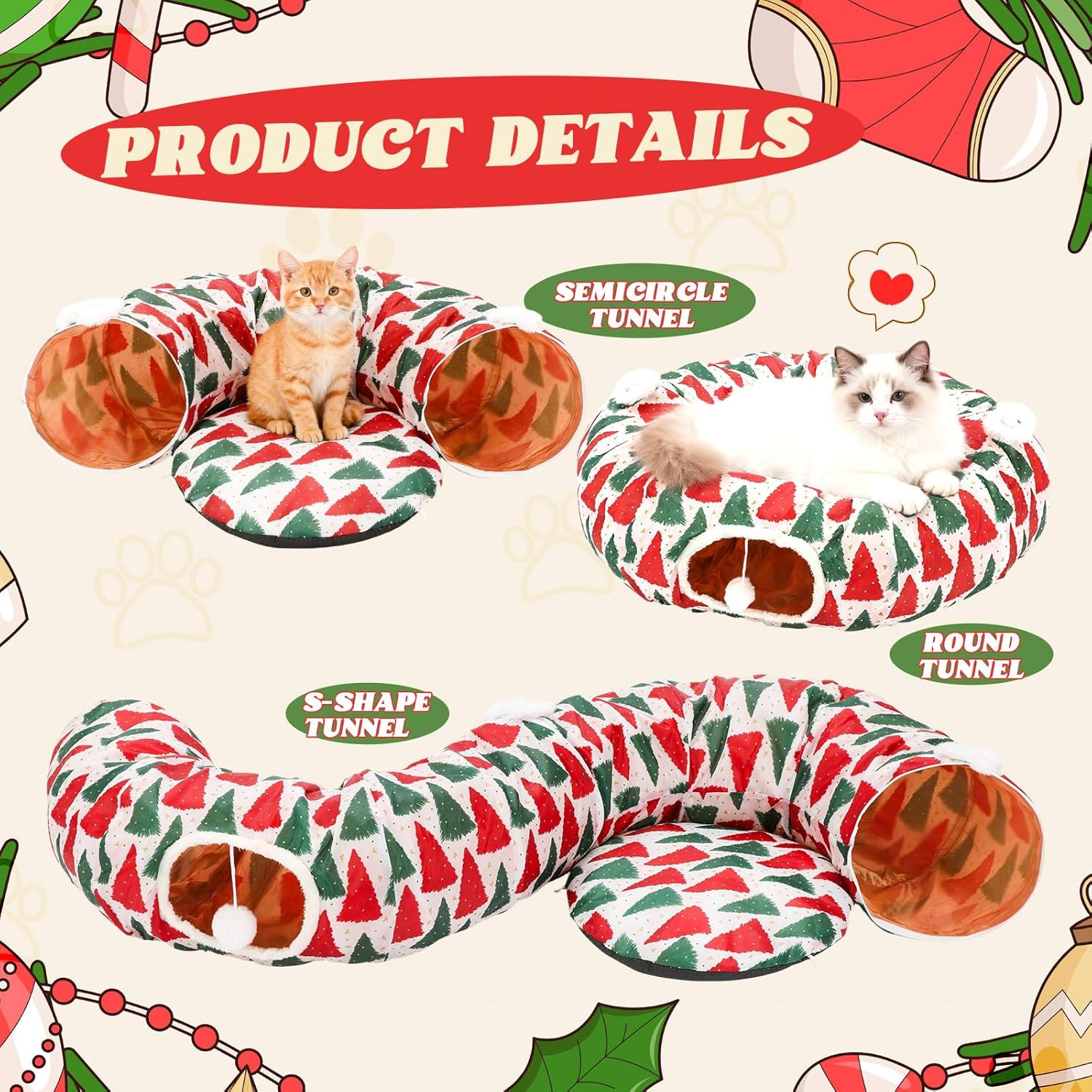 Cat Tunnel Christmas Tree Skirt Exquisite Cat Donut Christmas Tree Tunnel with B