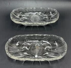 Vintage Anchor Hocking BANANA SPLIT BOAT DISH Ice Cream Set of 2 Scalloped Edges
