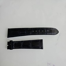 Genuine OEM Patek Philippe 21/16mm Dark Blue Shiny Leather Watch Strap Band NEW
