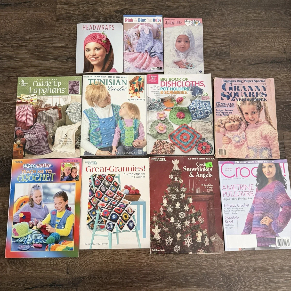 Lote de 11 libros folletos revistas ocio artes annies con patrón de ganchillo