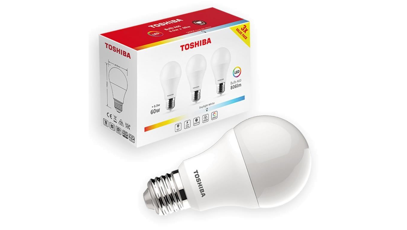 4711112385355 3PAK arwka LED E27 A60 85W 60W 806lm 4000K Neutralna TOSHIBA 3690₽