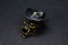 NEW Custom Knife Factory Merzost Articulating Cowboy Skull Patina Bronze Bead