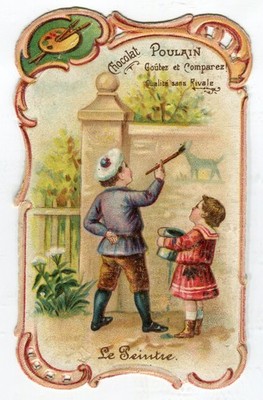 GlanzbilderOblaten scraps Prägekarte Kinder Berufe - Maler Poulain 9,8 cm