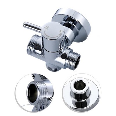 Messing 3 Wege T Adapter Umschaltventil für Brauseschlauch und Brausestange Set