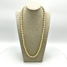 Elegant Faux White Pearl Necklace 24 Inch with Silver Tone Safety Clasp