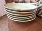 6 Frankoma Pottery Plainsman Prairie Green Dinner Plates 5F Scalloped