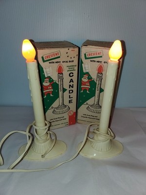 Vintage Crescent Plug in Windowsill Christmas Candles, Original boxes