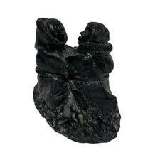 A Wolf Original Handmade In Canada Eskimo Children In Canoes Sculpture Figurines