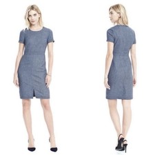 BANANA REPUBLIC Wool-Blend Flannel Sheath Dress in Light Blue - 0